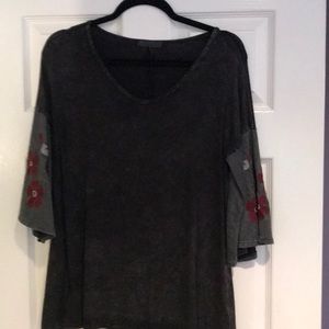 Gray bell sleeve top